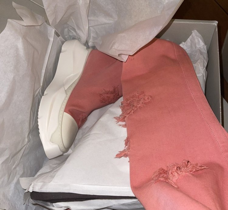Rick Owens Drkshdw pink abstract socks sneakers