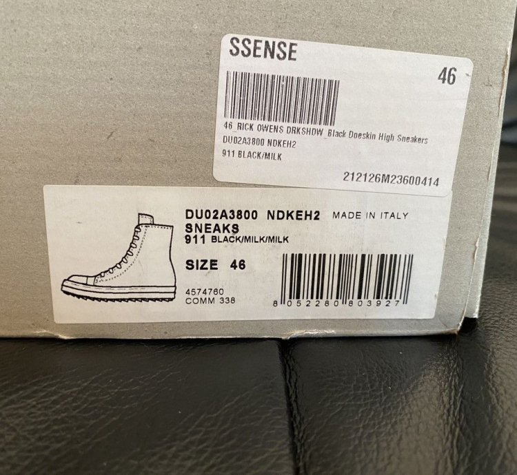 Rick Owens DRKSHDW Ramon High Doeskin Size 46
