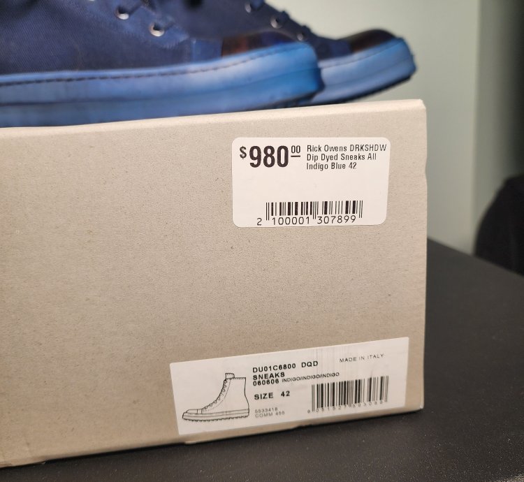 Rick Owens DRKSHDW Ramones Dip Dyed Blue Indigo
