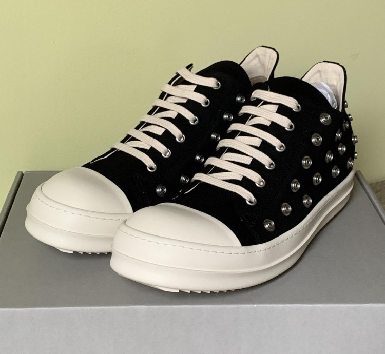 rick owens drkshdw ramones low sneaks eyelet black milk