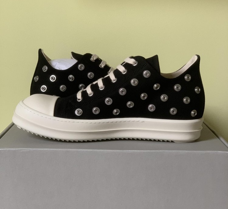 rick owens drkshdw ramones low sneaks eyelet black milk