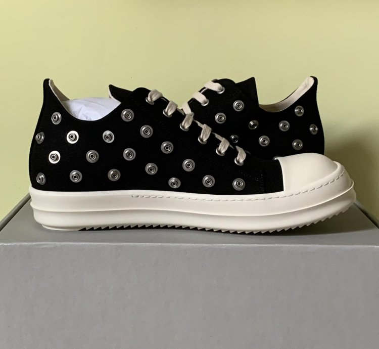 rick owens drkshdw ramones low sneaks eyelet black milk