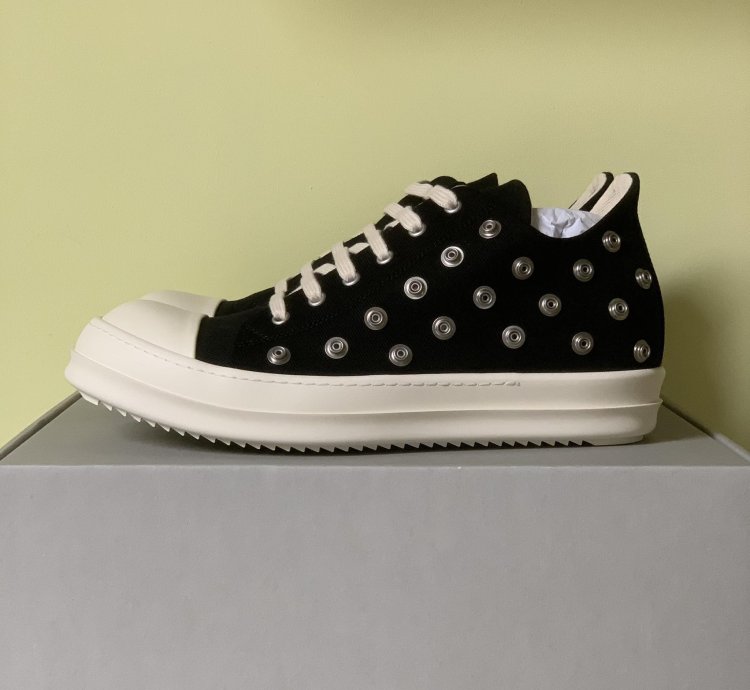 rick owens drkshdw ramones low sneaks eyelet black milk