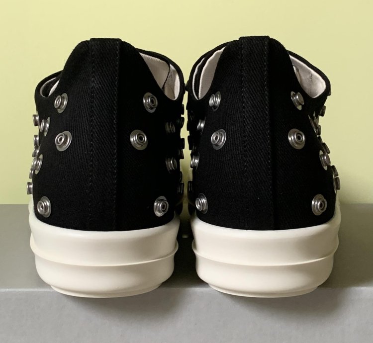 rick owens drkshdw ramones low sneaks eyelet black milk