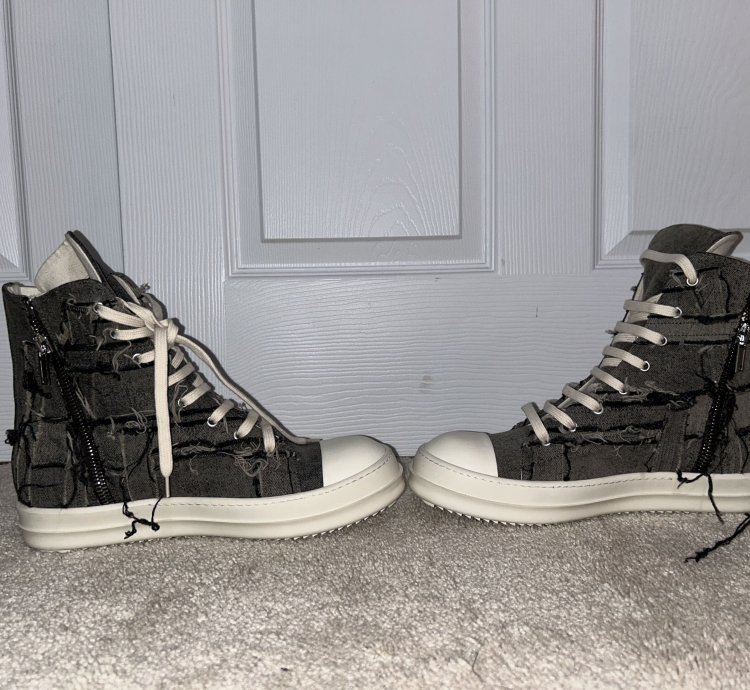 Rick Owens DRKSHDW Scarpe in Denim Slashed High Top Sneaker