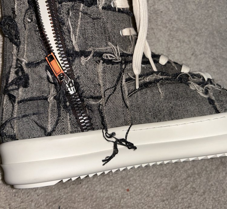 Rick Owens DRKSHDW Scarpe in Denim Slashed High Top Sneaker
