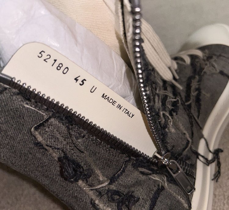 Rick Owens DRKSHDW Scarpe in Denim Slashed High Top Sneaker