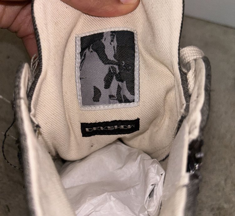 Rick Owens DRKSHDW Scarpe in Denim Slashed High Top Sneaker
