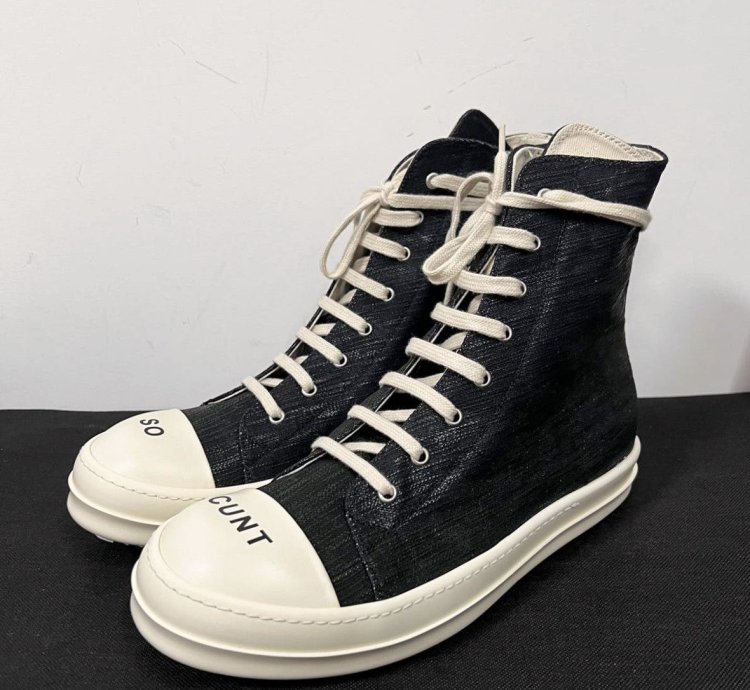 Rick owens drkshdw so cunt ramones high top sneakers sz 44
