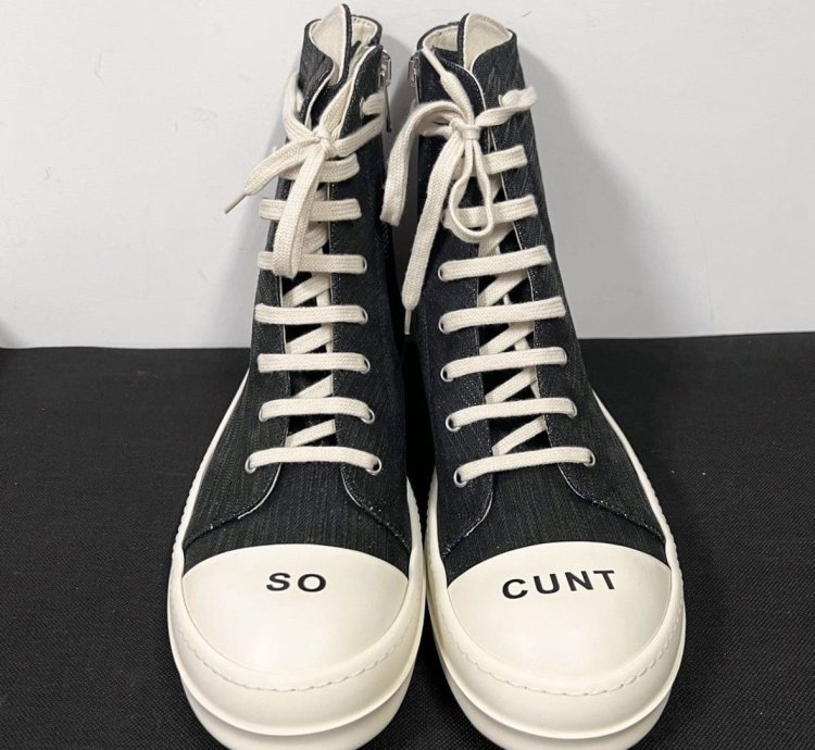 Rick owens drkshdw so cunt ramones high top sneakers sz 44