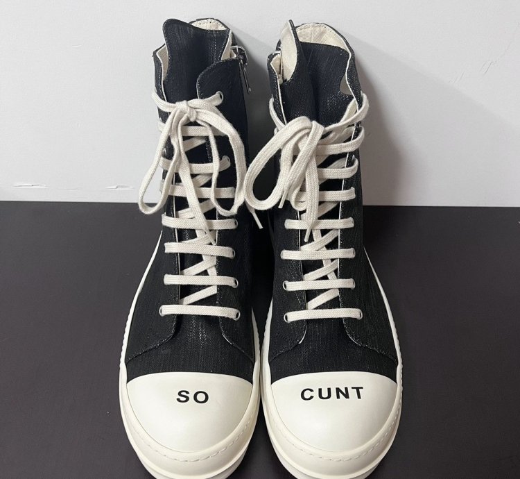 Rick owens drkshdw so cunt ramones high top sneakers sz 46