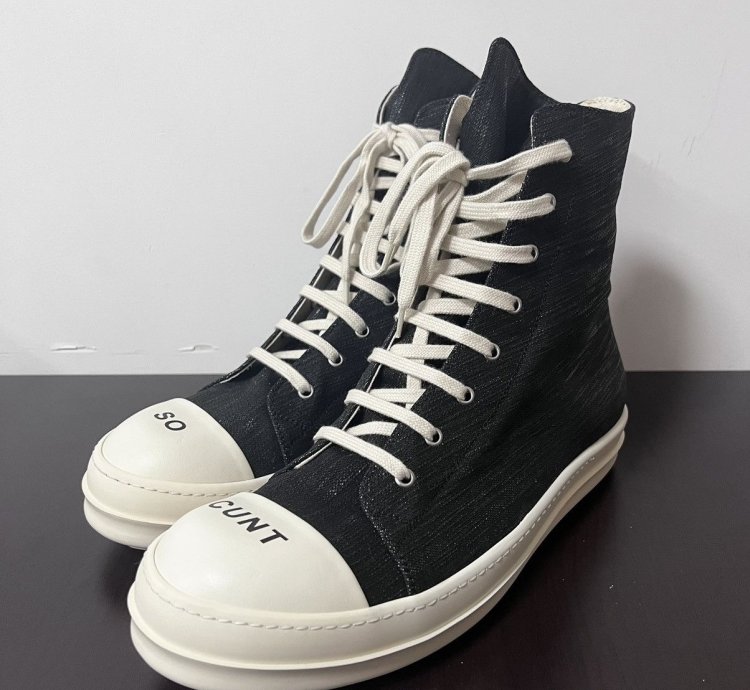 Rick owens drkshdw so cunt ramones high top sneakers sz 46