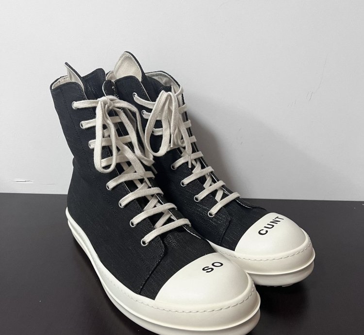 Rick owens drkshdw so cunt ramones high top sneakers sz 46