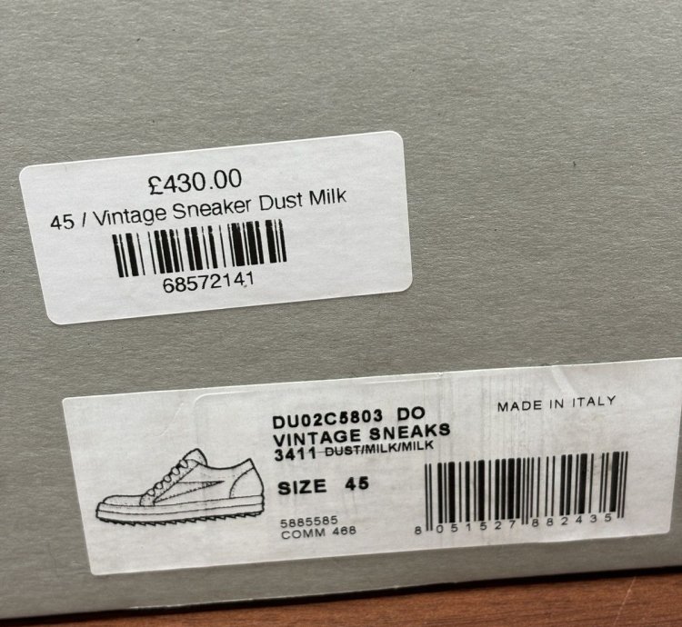 Rick Owens DRKSHDW vintage Sneakers strobe dust 45