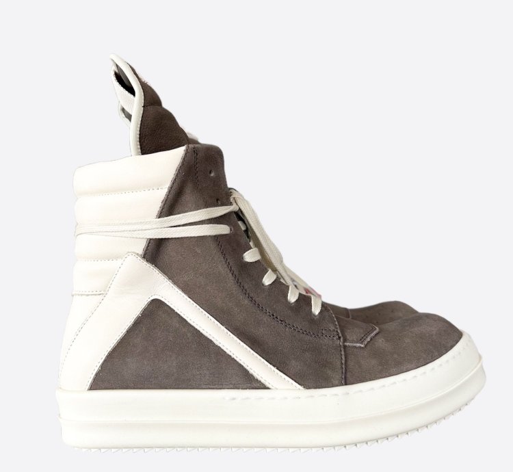 Rick Owens Dust White Suede Geobaskets