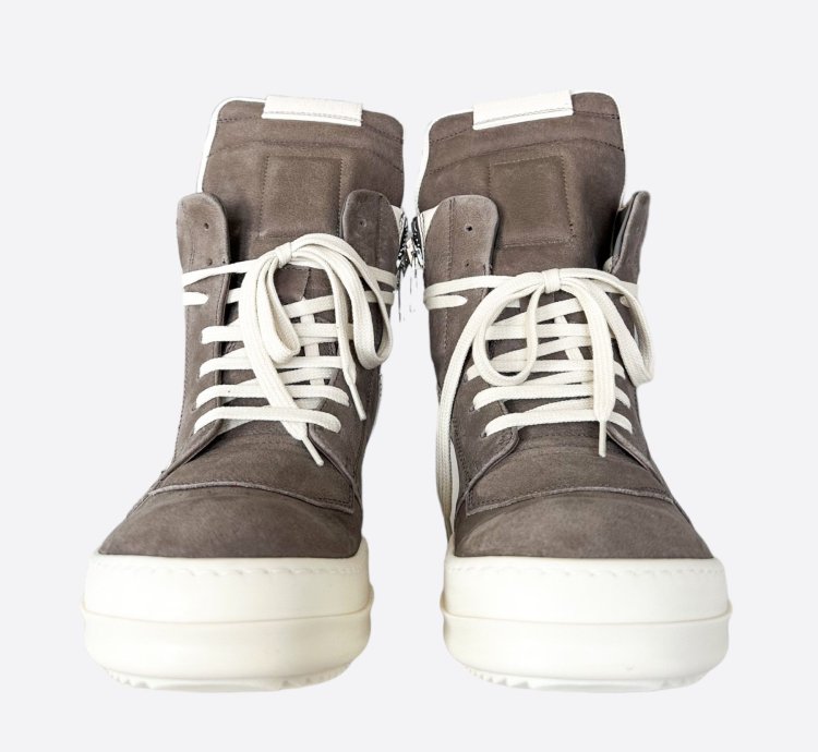 Rick Owens Dust White Suede Geobaskets
