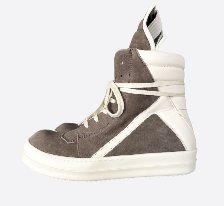 Rick Owens Dust White Suede Geobaskets