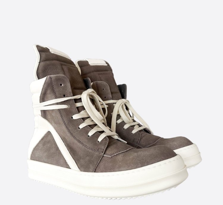 Rick Owens Dust White Suede Geobaskets