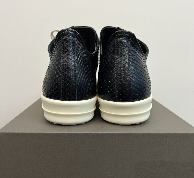 RICK OWENS EDFU PYTHON LEATHER BLACK MILK RAMONES LOW