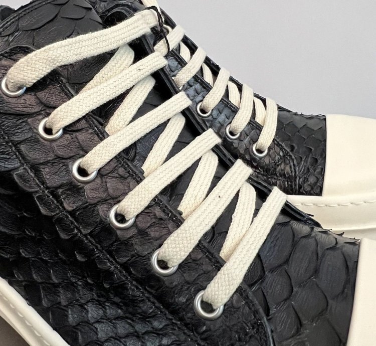 RICK OWENS EDFU PYTHON LEATHER BLACK MILK RAMONES LOW