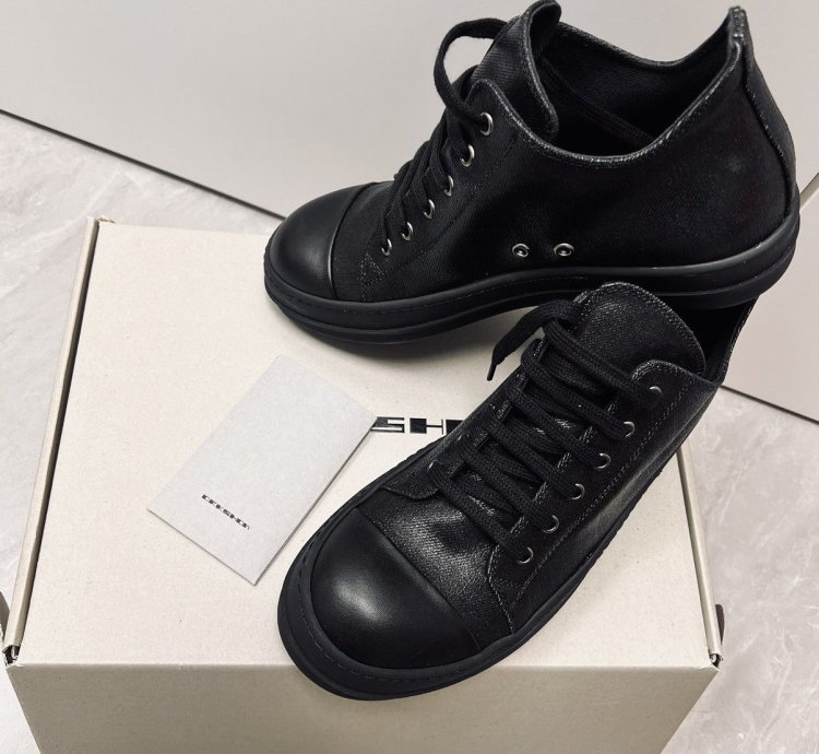 Rick Owens Foil Denim Triple Black Ramones Low Sneaker