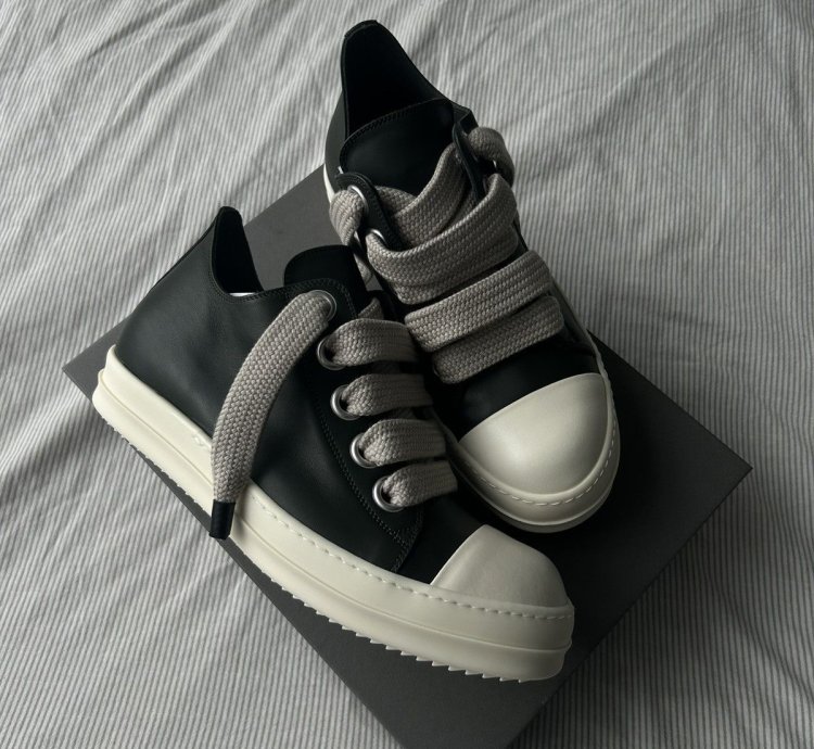 Rick Owens Forest Green Jumbo Lace Leather Sneakers