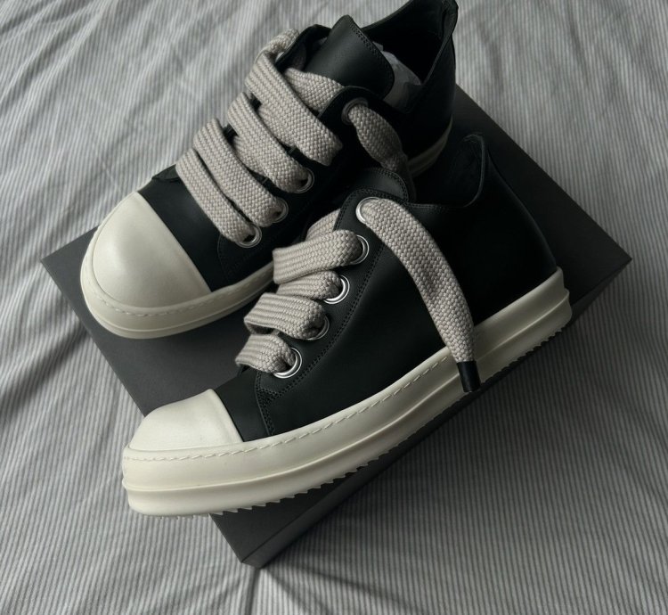 Rick Owens Forest Green Jumbo Lace Leather Sneakers