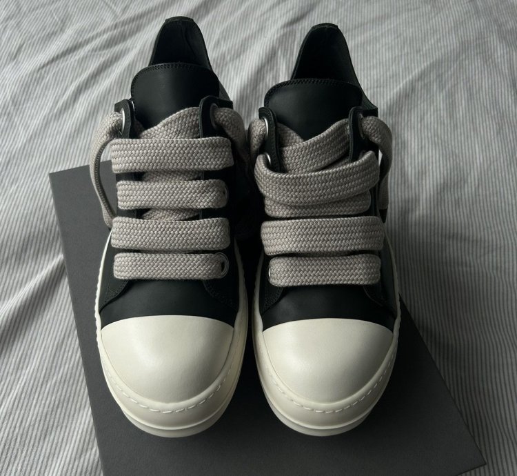 Rick Owens Forest Green Jumbo Lace Leather Sneakers