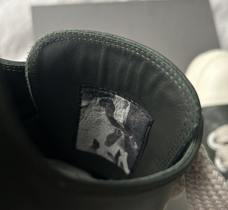 Rick Owens Forest Green Jumbo Lace Leather Sneakers