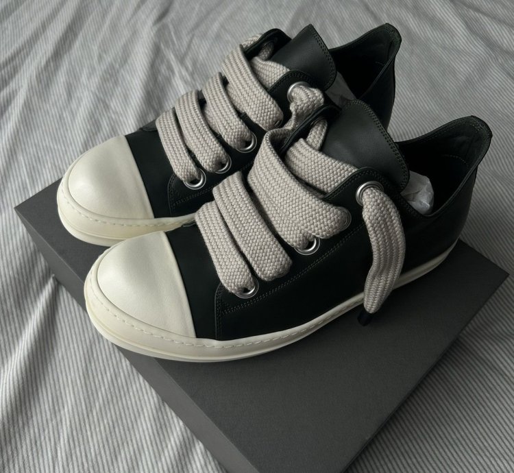 Rick Owens Forest Green Jumbo Lace Leather Sneakers