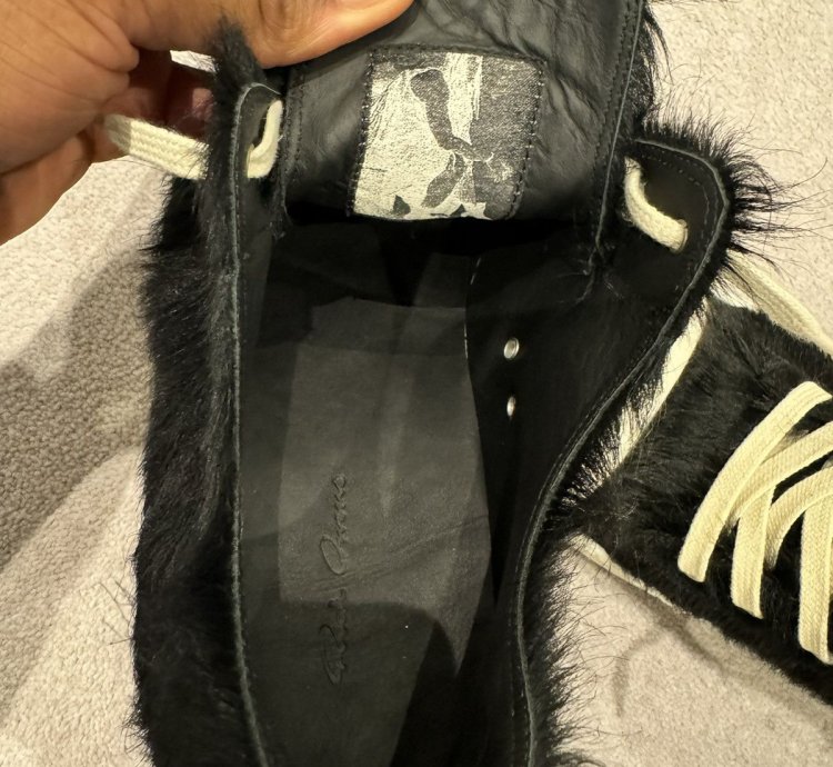 Rick Owens Fur Mens Low Sneakers Black Size UK45
