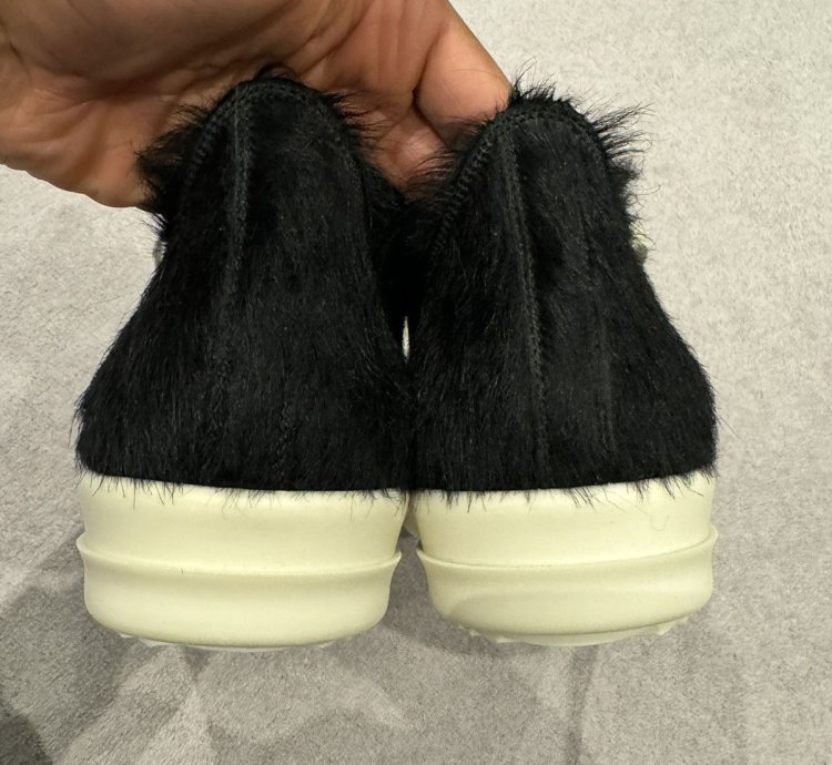 Rick Owens Fur Mens Low Sneakers Black Size UK45
