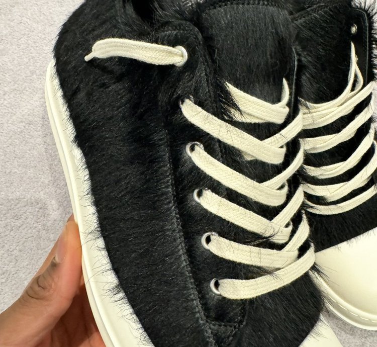Rick Owens Fur Mens Low Sneakers Black Size UK45