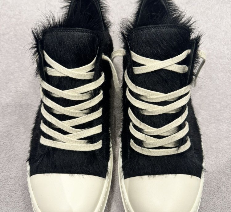 Rick Owens Fur Mens Low Sneakers Black Size UK45
