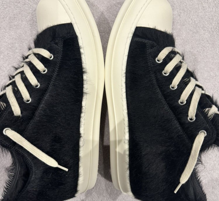 Rick Owens Fur Mens Low Sneakers Black Size UK45