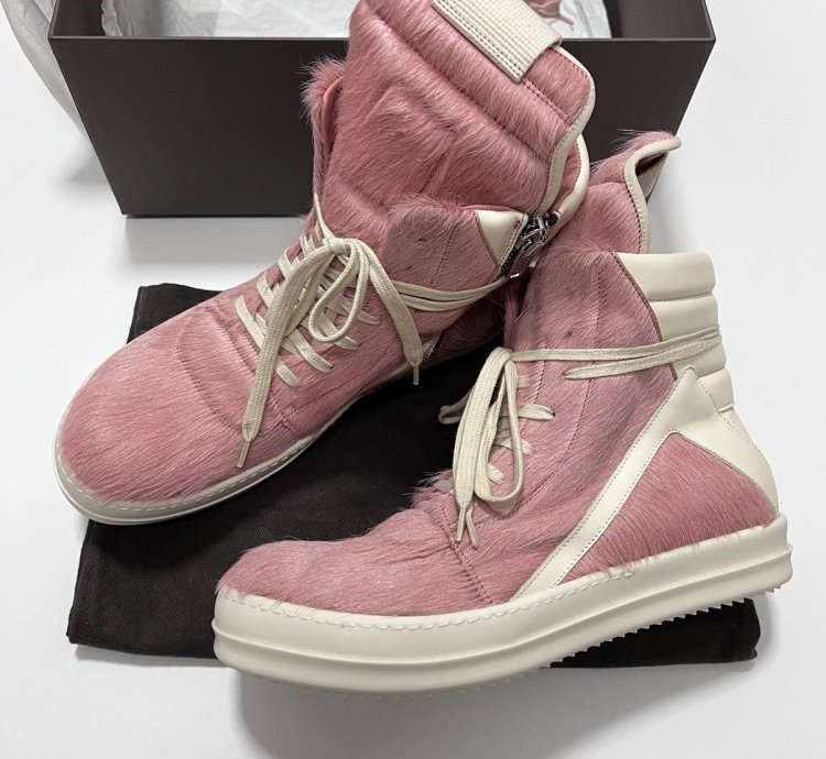 Rick owens fw22 strobe pony hair pink geobasket