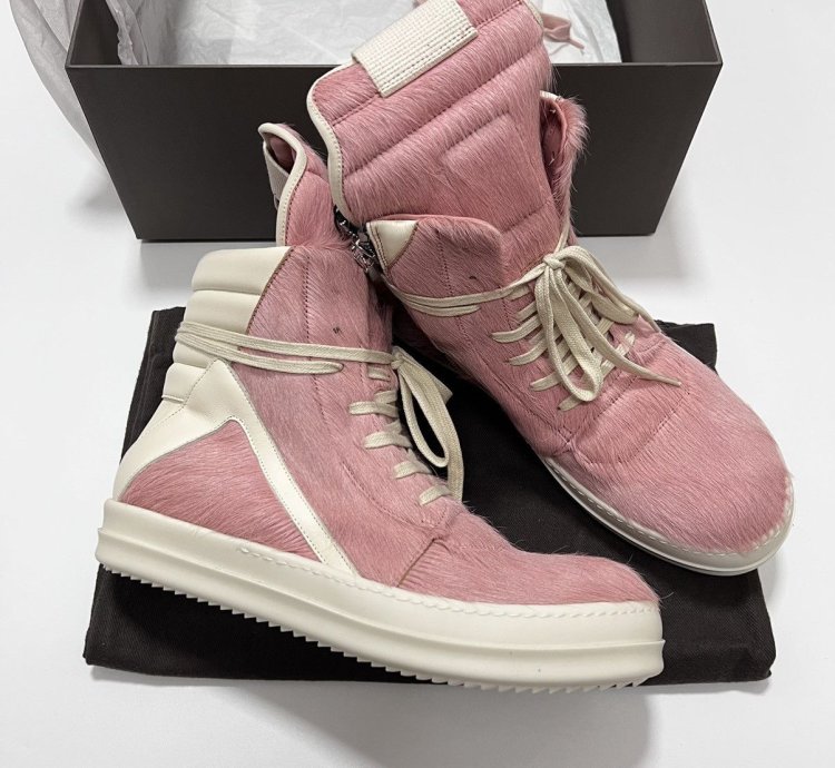 Rick owens fw22 strobe pony hair pink geobasket