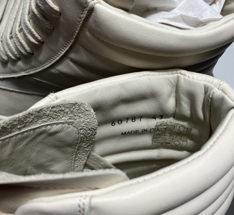 RICK OWENS FW24 PORTERVILLE High Vintage Sneaks Milk White