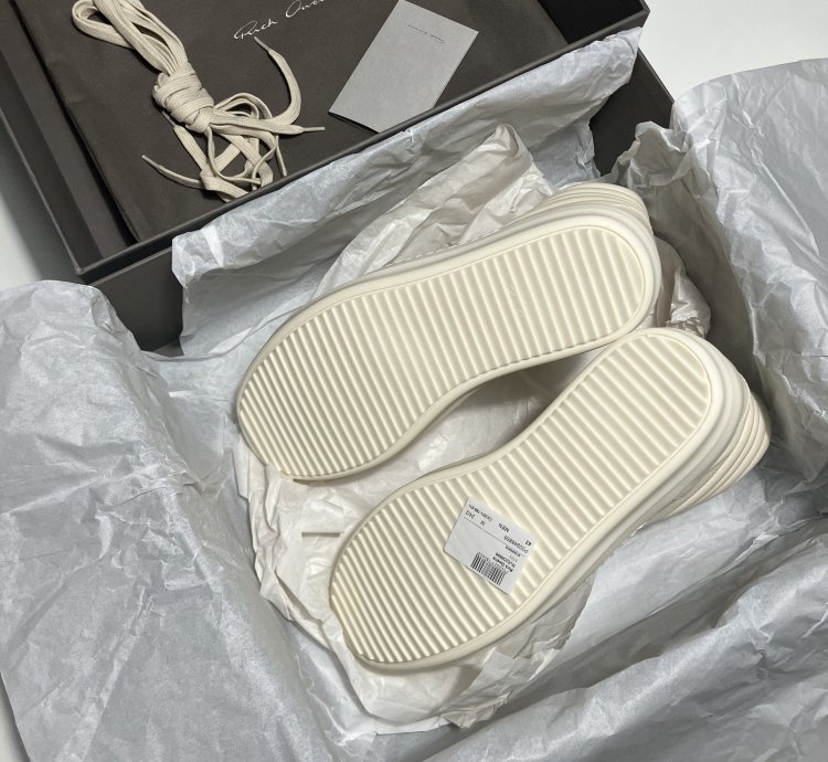 RICK OWENS FW24 PORTERVILLE High Vintage Sneaks Milk White