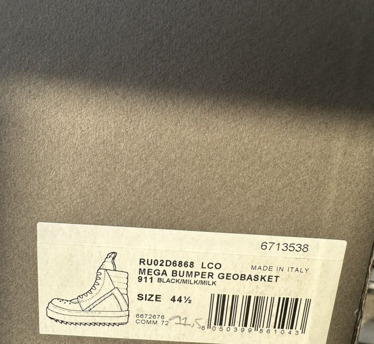Rick owens FW24 Porterville Mega Bumper Geobaskets NEW 11 5