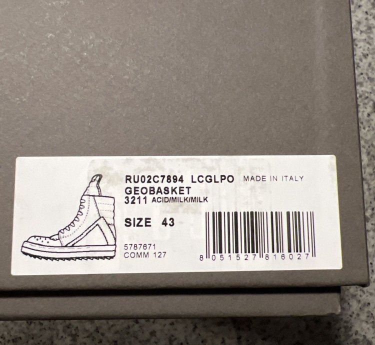 Rick Owens Geobasket Acid Milk Milk