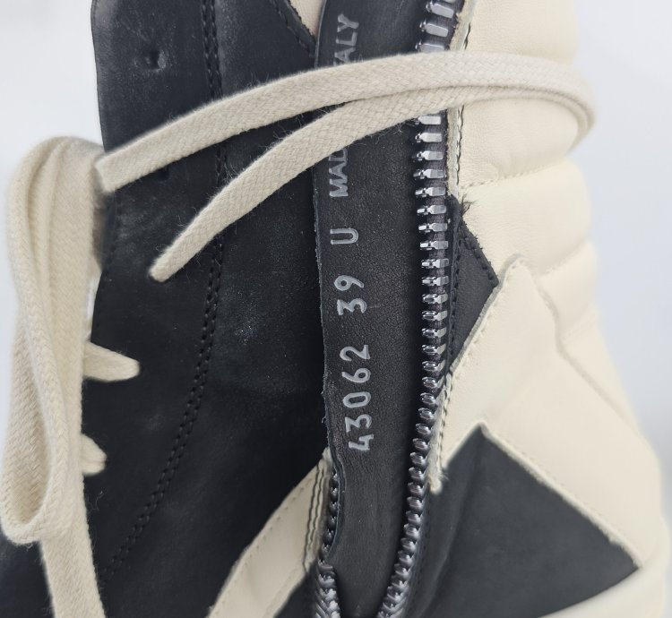 Rick Owens Geobasket Black Milk Calf Sneakers Size 39 New