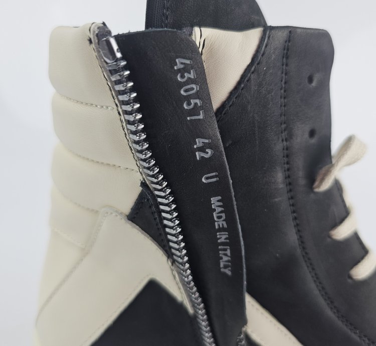 Rick Owens Geobasket Black Milk Calf Sneakers Size 42 New