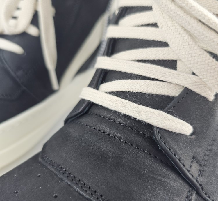 Rick Owens Geobasket Black Milk Calf Sneakers Size 42 New