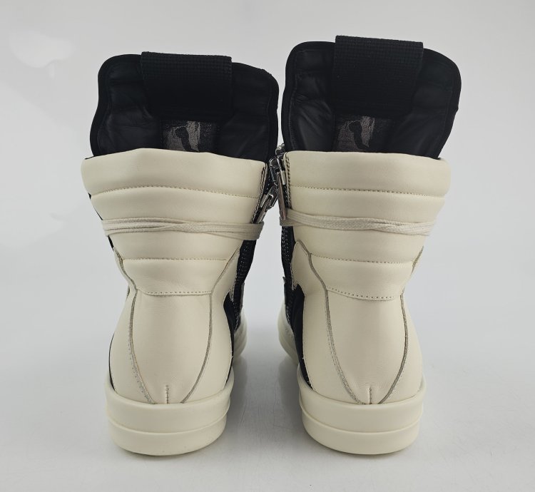 Rick Owens Geobasket Black Milk Calf Sneakers Size 42 New