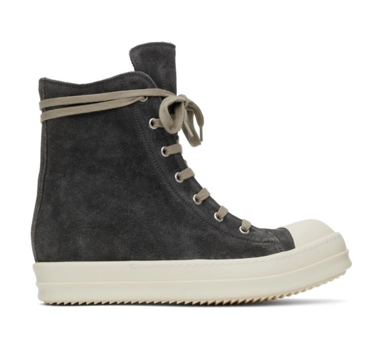 Rick Owens Geobasket Dark Dust Milk Suede Velvet Sneaker