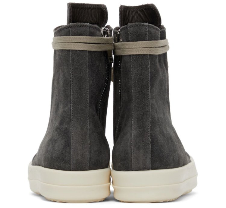 Rick Owens Geobasket Dark Dust Milk Suede Velvet Sneaker