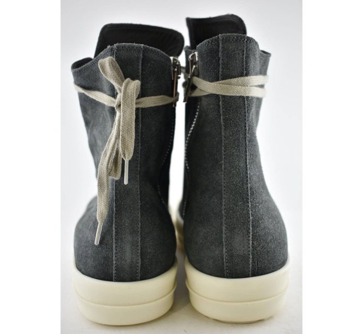 Rick Owens Geobasket Dark Dust Milk Suede Velvet Sneaker