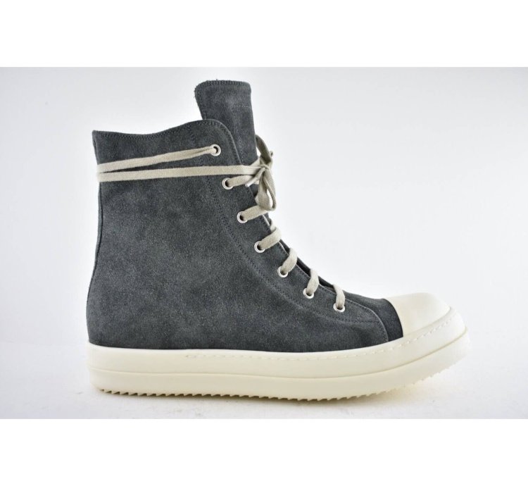 Rick Owens Geobasket Dark Dust Milk Suede Velvet Sneaker