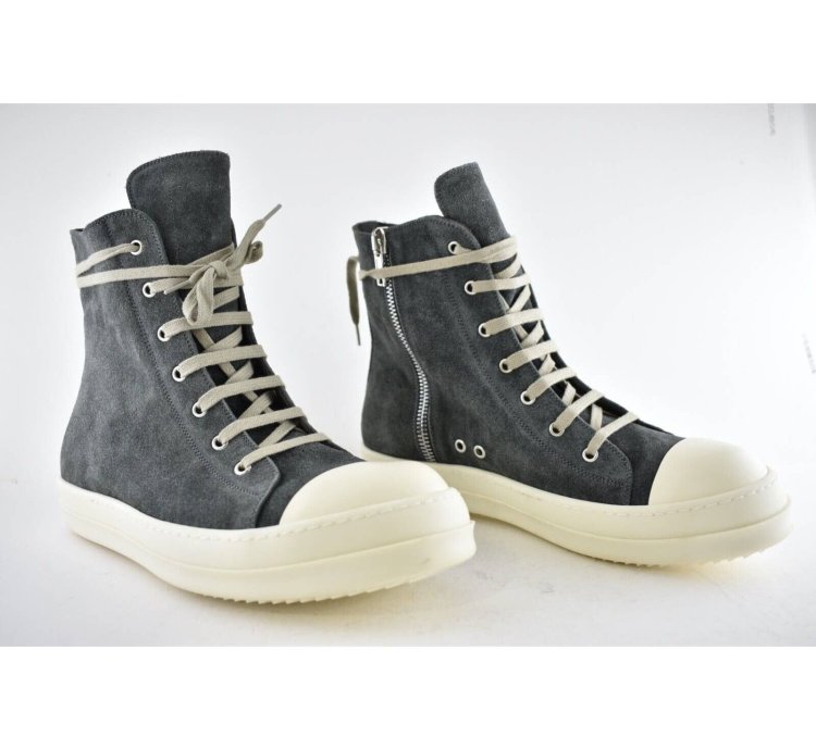 Rick Owens Geobasket Dark Dust Milk Suede Velvet Sneaker